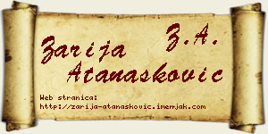 Zarija Atanasković vizit kartica